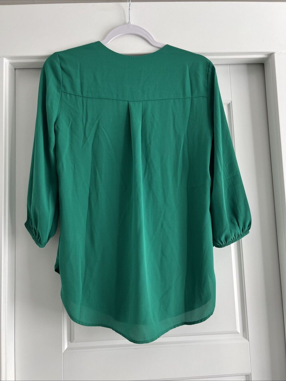 PLEIONE Women's Solid Kelly Green Mid Sleeve Blouse Size Small NWT - Picture 5 of 5